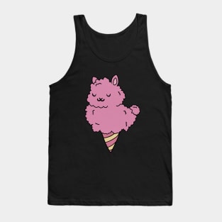 Cute Pink Llama Alpaca Icecream Shape Tank Top